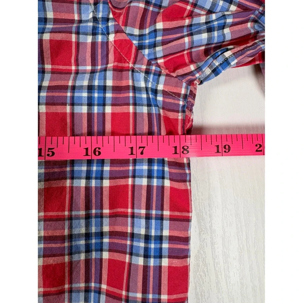 Ralph Lauren Kids Boys Red Blue Plaid Cotton Button Down Shirt Large 14-16 Pony